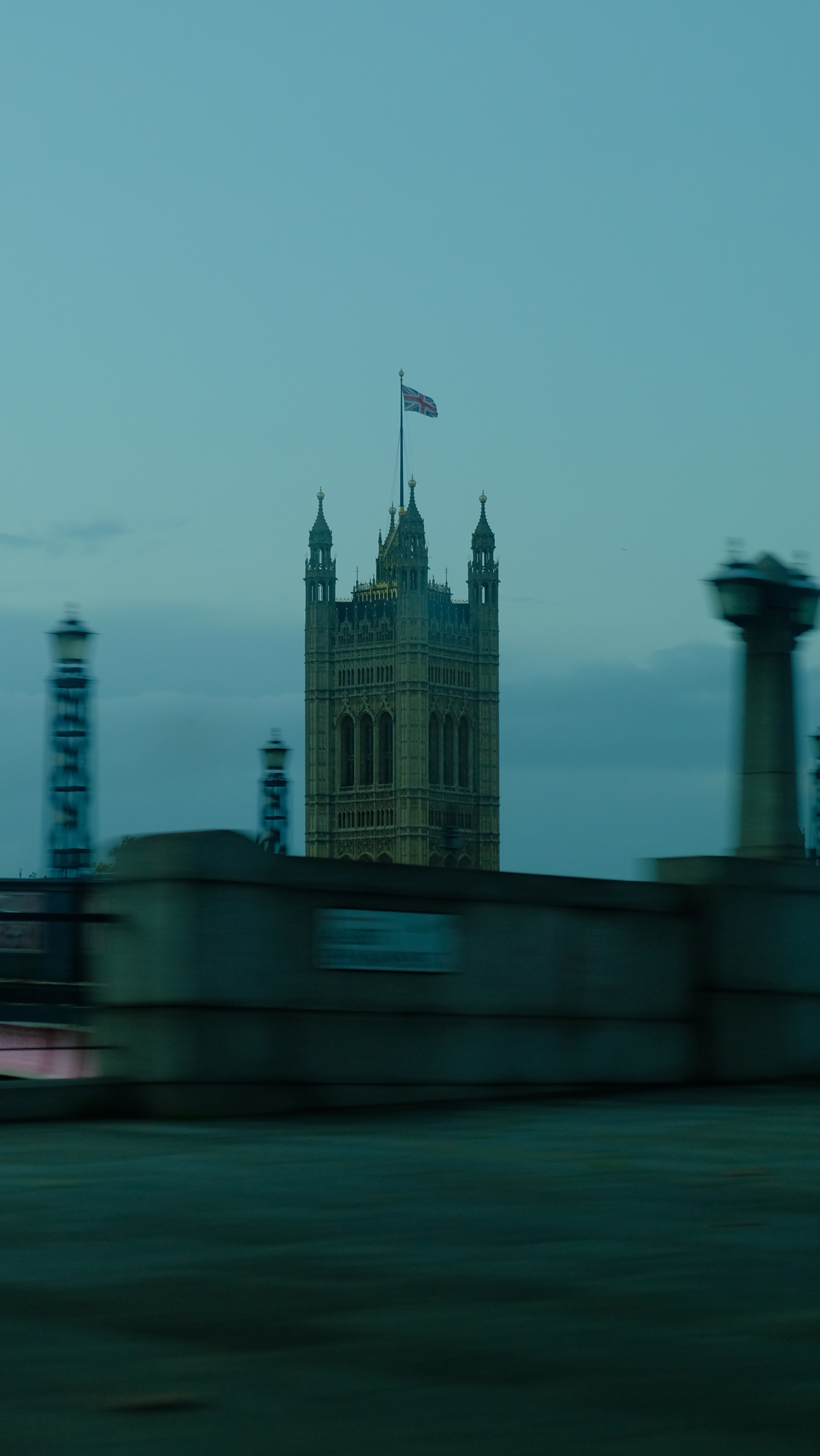 Fujifilm photograph of the Palace of Westminster and Union Jack in London